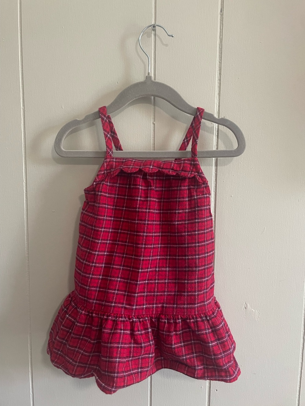 Old Navy Red Plaid Ruffle-Trim Dress